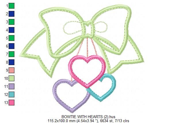Lace with hearts embroidery designs - Bow Tie embroidery design machine embroidery pattern - baby girl embroidery file lace applique design