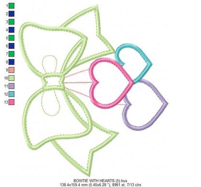 Lace with hearts embroidery designs - Bow Tie embroidery design machine embroidery pattern - baby girl embroidery file lace applique design