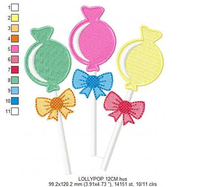 Lollipop embroidery designs - Candy embroidery design machine embroidery pattern - Dessert embroidery file - lollipop candy filled design