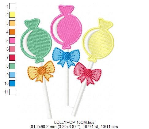 Lollipop embroidery designs - Candy embroidery design machine embroidery pattern - Dessert embroidery file - lollipop candy filled design