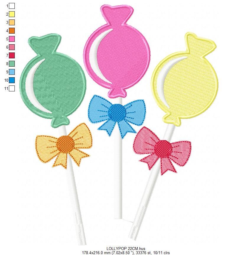 Lollipop embroidery designs - Candy embroidery design machine embroidery pattern - Dessert embroidery file - lollipop candy filled design