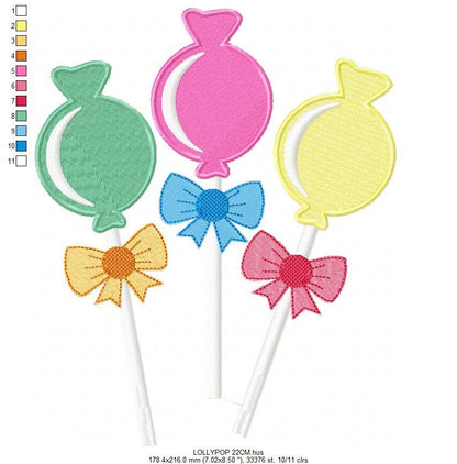 Lollipop embroidery designs - Candy embroidery design machine embroidery pattern - Dessert embroidery file - lollipop candy filled design