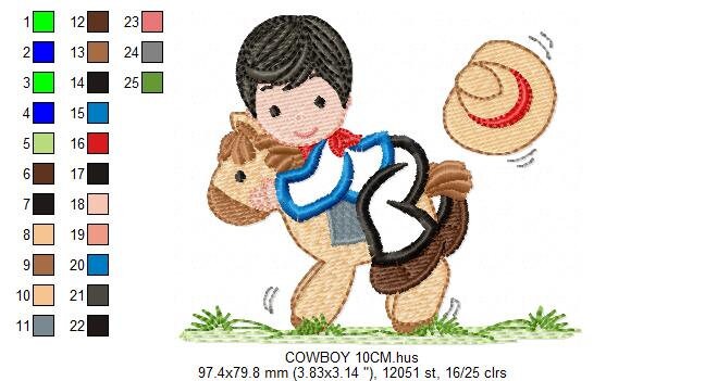 Cowboy embroidery design - Baby boy embroidery designs machine embroidery pattern - Kid embroidery file Cowboy applique design Horse design
