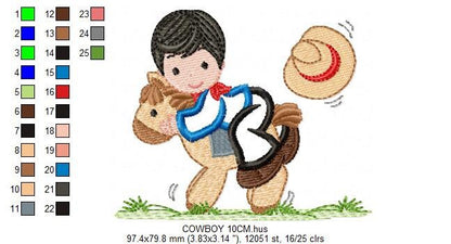Cowboy embroidery design - Baby boy embroidery designs machine embroidery pattern - Kid embroidery file Cowboy applique design Horse design