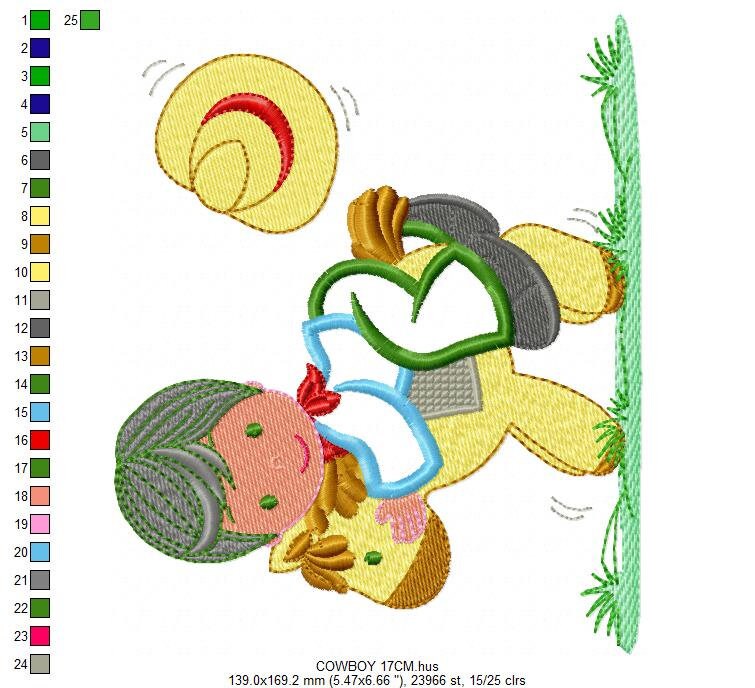 Cowboy embroidery design - Baby boy embroidery designs machine embroidery pattern - Kid embroidery file Cowboy applique design Horse design