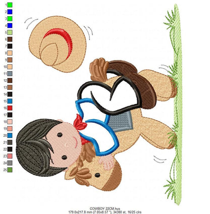 Cowboy embroidery design - Baby boy embroidery designs machine embroidery pattern - Kid embroidery file Cowboy applique design Horse design