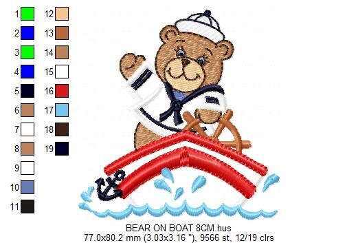 Bear embroidery designs - Sailor embroidery design machine embroidery pattern - sailor bear applique design - Teddy embroidery nautical boat
