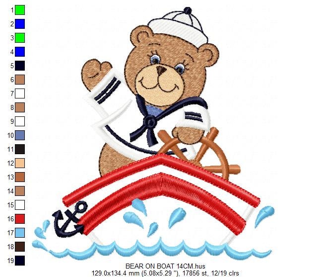 Bear embroidery designs - Sailor embroidery design machine embroidery pattern - sailor bear applique design - Teddy embroidery nautical boat