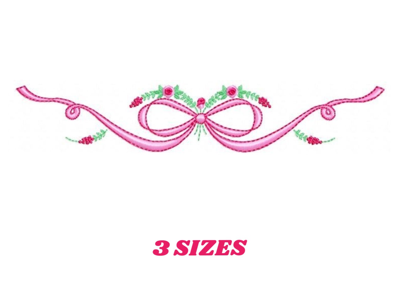 Lace with flowers embroidery designs - Bow Tie embroidery design machine embroidery pattern - Baby girl embroidery file - Lace embroidery