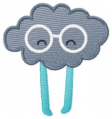 Cloud embroidery design rain embroidery designs machine embroidery pattern baby embroidery file kid embroidery cloud with glasses design