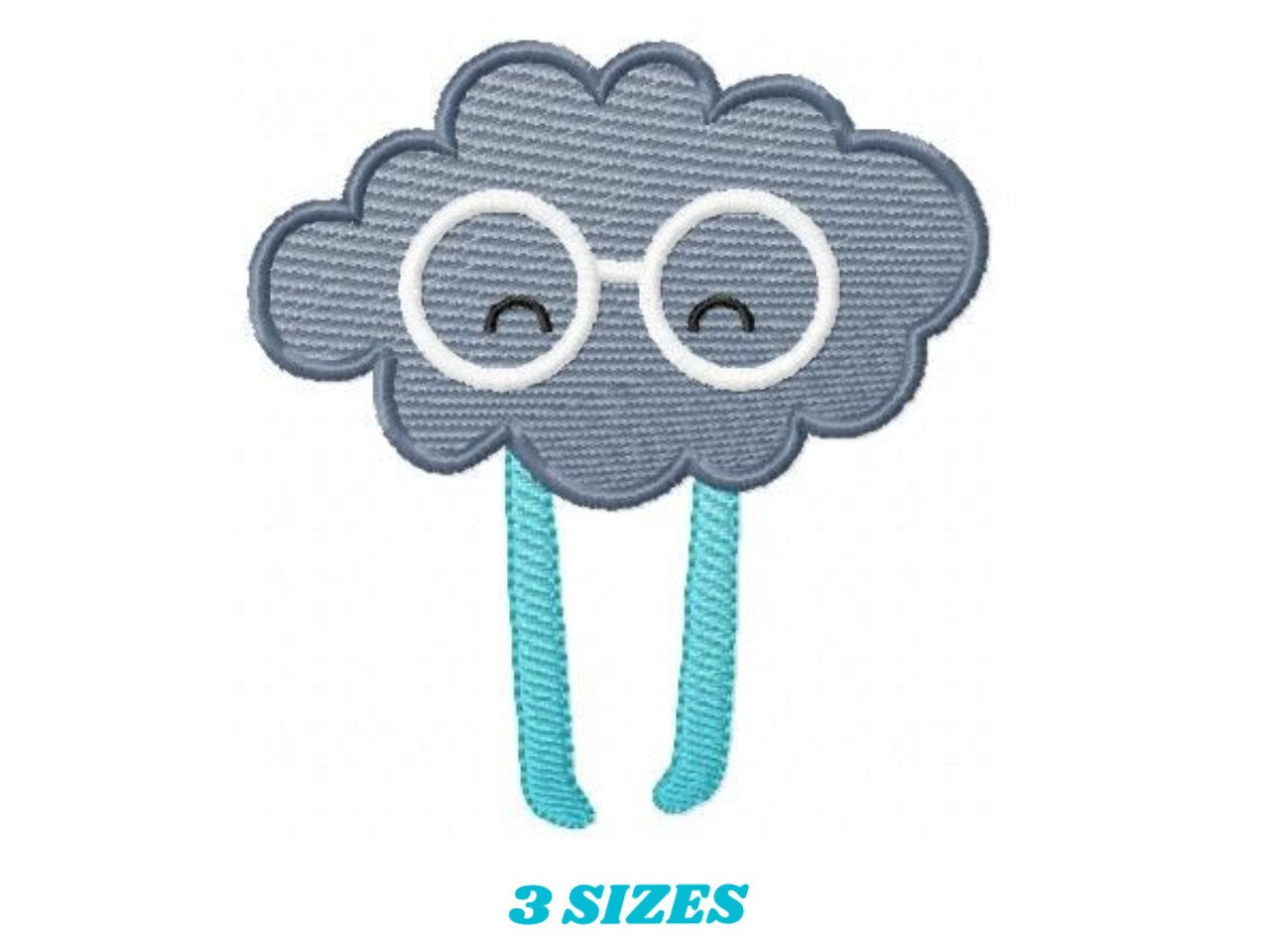 Cloud embroidery design rain embroidery designs machine embroidery pattern baby embroidery file kid embroidery cloud with glasses design