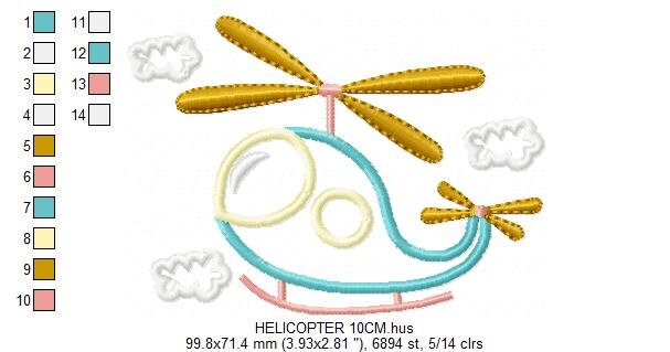Helicopter embroidery designs - Chopper embroidery design machine embroidery pattern - Helicopter applique design boy embroidery file sky