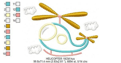 Helicopter embroidery designs - Chopper embroidery design machine embroidery pattern - Helicopter applique design boy embroidery file sky