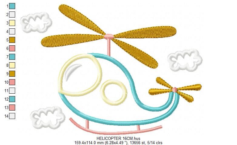 Helicopter embroidery designs - Chopper embroidery design machine embroidery pattern - Helicopter applique design boy embroidery file sky