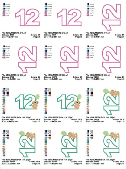 Numbers embroidery designs set - Number Applique Design - Birthday Embroidery machine embroidery file - Numbers applique - Instant download