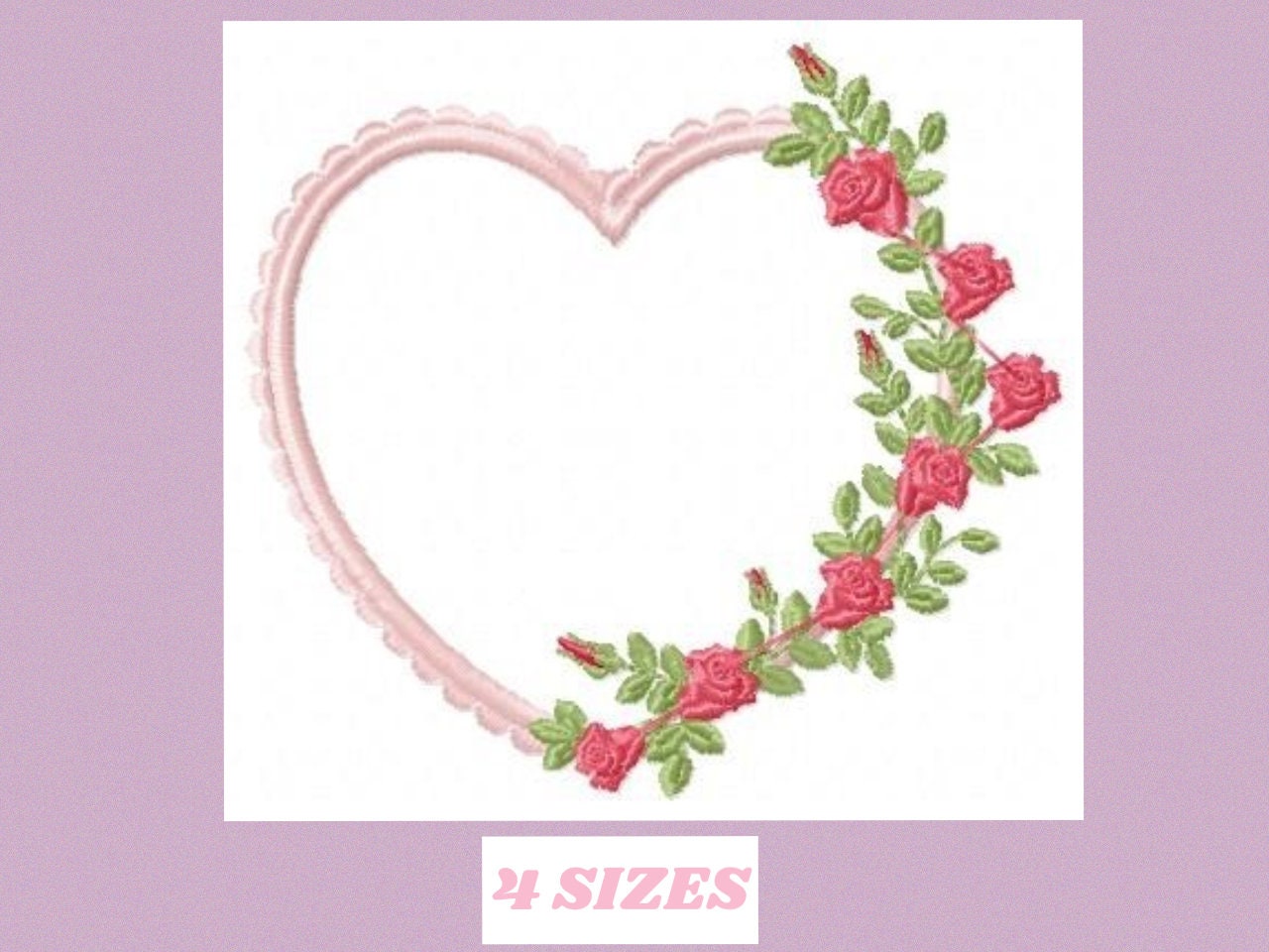 Heart with roses embroidery designs - Flower embroidery design machine embroidery pattern - Baby girl embroidery file Heart embroidery frame