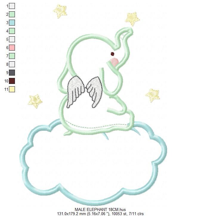 Elephant embroidery designs Cloud embroidery design machine embroidery pattern Animal embroidery file elephant pattern elephant applique - Marcia Embroidery