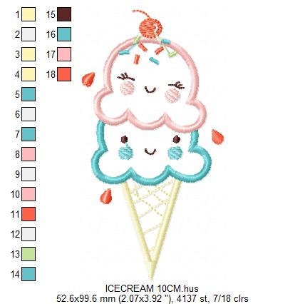 Ice cream embroidery designs - Candy Dessert machine embroidery pattern - Icecream cone applique - Instant digital download pes jef dst hus