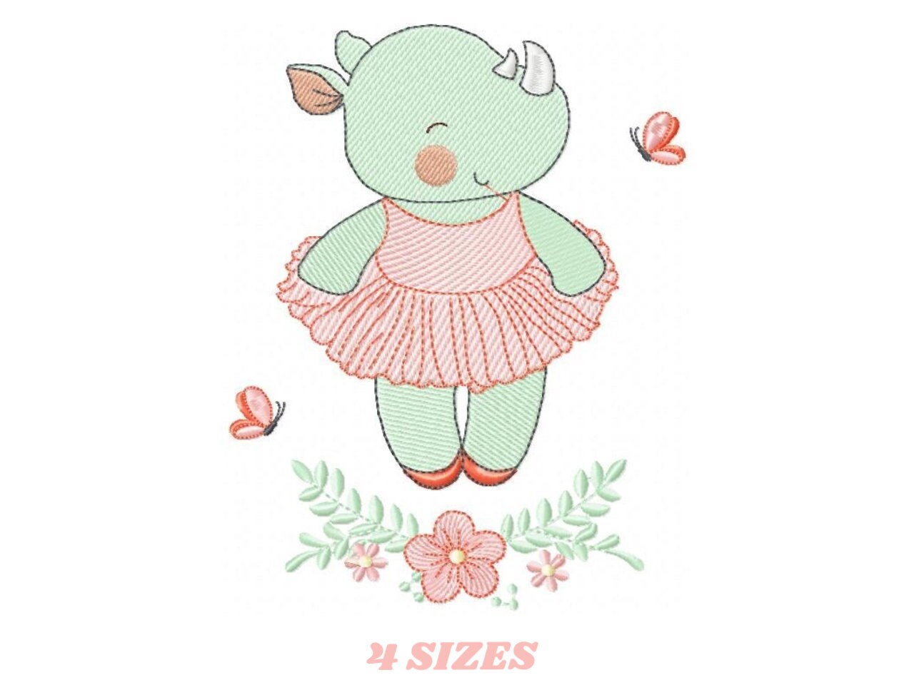 Rhino embroidery design Animal embroidery designs machine embroidery pattern ballerina embroidery file rhino design ballerina design - Marcia Embroidery