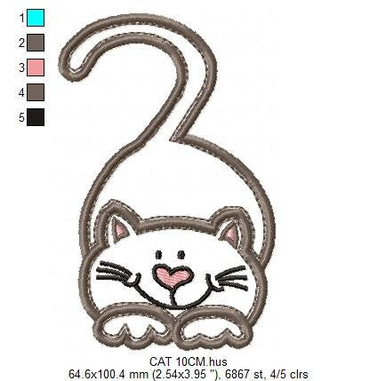 Cat embroidery design - Kitty embroidery designs machine embroidery pattern - Pet embroidery file - baby girl embroidery cat applique design
