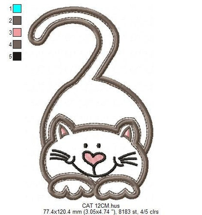 Cat embroidery design - Kitty embroidery designs machine embroidery pattern - Pet embroidery file - baby girl embroidery cat applique design