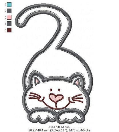 Cat embroidery design - Kitty embroidery designs machine embroidery pattern - Pet embroidery file - baby girl embroidery cat applique design