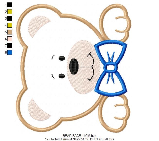 Teddy Bear embroidery designs - Bear face embroidery design machine embroidery pattern - Teddy bear applique design baby boy embroidery file