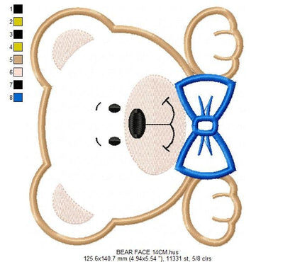 Teddy Bear embroidery designs - Bear face embroidery design machine embroidery pattern - Teddy bear applique design baby boy embroidery file