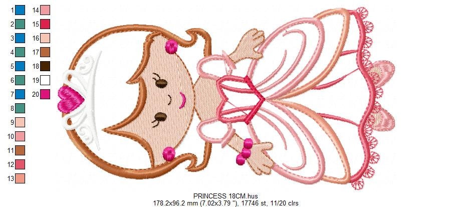 Princess embroidery designs - Queen with party dress machine embroidery pattern - Princess applique - Instant digital download pes jef dst