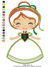 Charger l&#39;image dans la galerie, Princess Anna embroidery designs - Disney Princess embroidery design machine embroidery pattern - Frozen embroidery file - Princess applique
