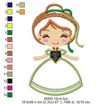 Princess Anna embroidery designs - Disney Princess embroidery design machine embroidery pattern - Frozen embroidery file - Princess applique