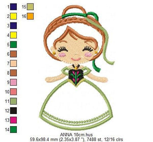 Princess Anna embroidery designs - Disney Princess embroidery design machine embroidery pattern - Frozen embroidery file - Princess applique