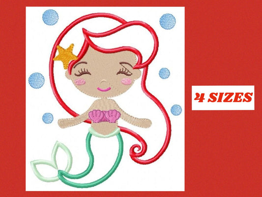 Ariel embroidery designs - Princess embroidery design machine embroidery pattern - Ariel applique design - disney embroidery mermaid design