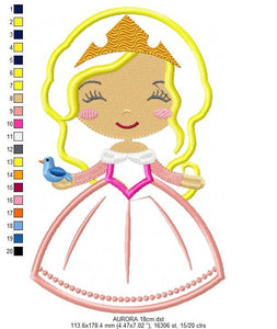 Aurora embroidery designs - Princess embroidery design machine embroidery pattern - Princess applique design girl embroidery Sleeping Beauty
