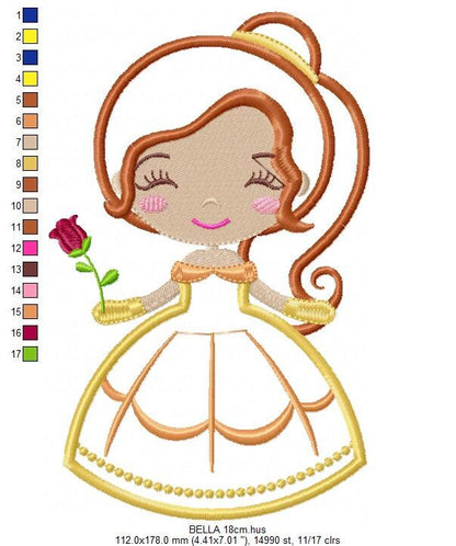 Belle embroidery designs - Disney Princess embroidery design machine embroidery pattern - Princess applique design - beauty and the beast