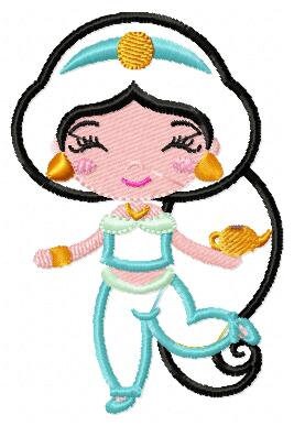 Jasmine embroidery designs - Princess embroidery design machine embroidery pattern - Princess applique design - Aladdin Disney embroidery