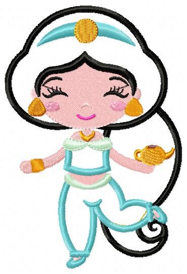 Jasmine embroidery designs - Princess embroidery design machine embroidery pattern - Princess applique design - Aladdin Disney embroidery