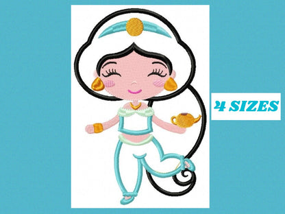 Jasmine embroidery designs - Princess embroidery design machine embroidery pattern - Princess applique design - Aladdin Disney embroidery