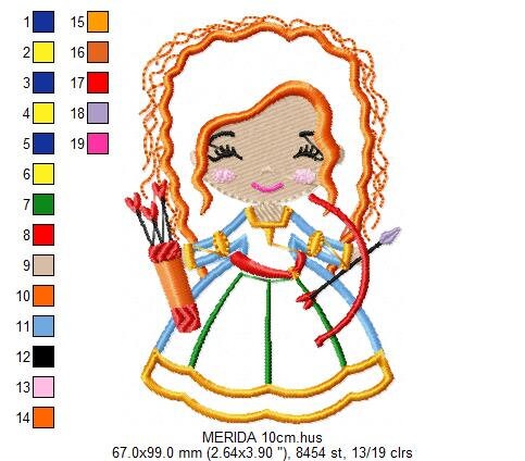Brave Princess Merida embroidery designs - Disney Princess embroidery design machine embroidery pattern - Princess applique girl embroidery Marcia Embroidery