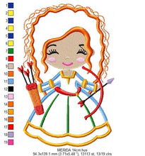 Charger l&#39;image dans la galerie, Brave Princess Merida embroidery designs - Disney Princess embroidery design machine embroidery pattern - Princess applique girl embroidery
