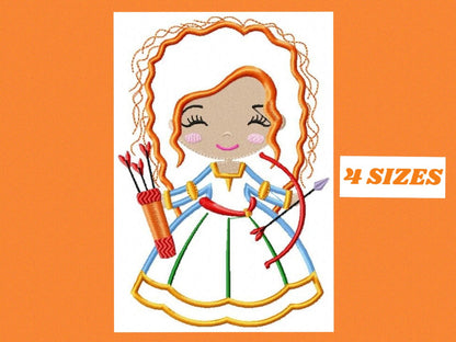 Brave Princess Merida embroidery designs - Disney Princess embroidery design machine embroidery pattern - Princess applique girl embroidery Marcia Embroidery