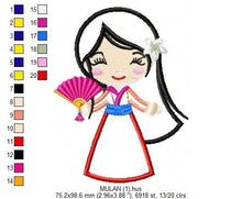 Laden Sie das Bild in den Galerie-Viewer, Mulan embroidery designs - Disney Princess embroidery design machine embroidery pattern - Princess applique design japanese geisha digital
