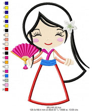 Charger l&#39;image dans la galerie, Mulan embroidery designs - Disney Princess embroidery design machine embroidery pattern - Princess applique design japanese geisha digital
