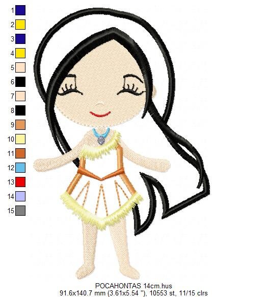 Pocahontas embroidery designs - Disney Princess embroidery design machine embroidery pattern - Princess applique design indian embroidery Marcia Embroidery