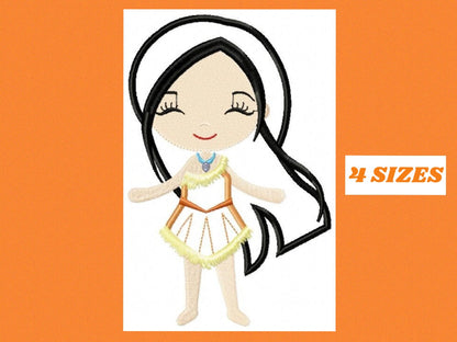 Pocahontas embroidery designs - Disney Princess embroidery design machine embroidery pattern - Princess applique design indian embroidery Marcia Embroidery