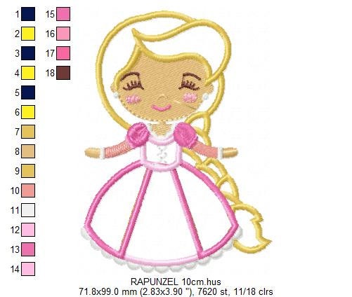 Rapunzel embroidery designs - Disney Princess embroidery design machine embroidery pattern - Princess applique design - Tangled download