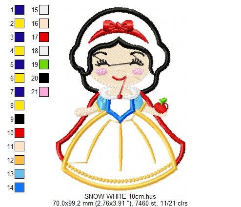 Snow White embroidery designs - Disney Princess embroidery design machine embroidery pattern - Princess applique design - digital download Marcia Embroidery