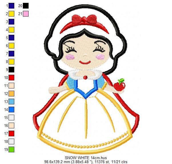 Snow White embroidery designs - Disney Princess embroidery design machine embroidery pattern - Princess applique design - digital download Marcia Embroidery