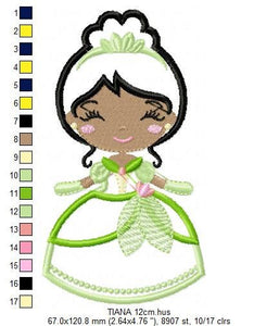 Tiana embroidery designs - Disney Princess embroidery design machine embroidery pattern - Princess Tiana applique design - baby girl design