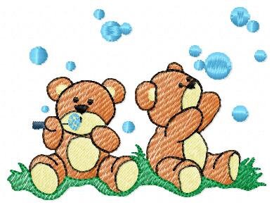 Bear blowing bubbles embroidery designs - Teddy Bear machine embroidery pattern - Baby boy Children embroidery file - Instant download pes